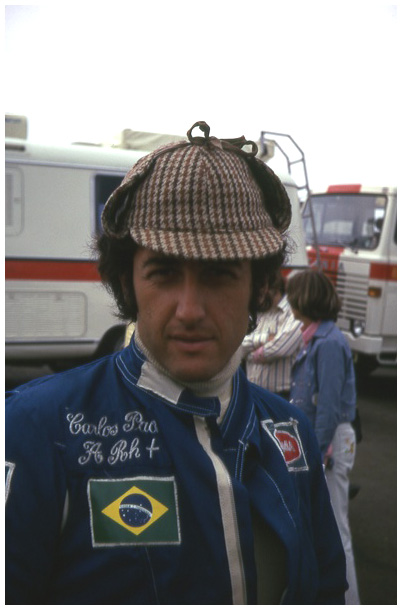 Carlos Pace, posing with deerstalker