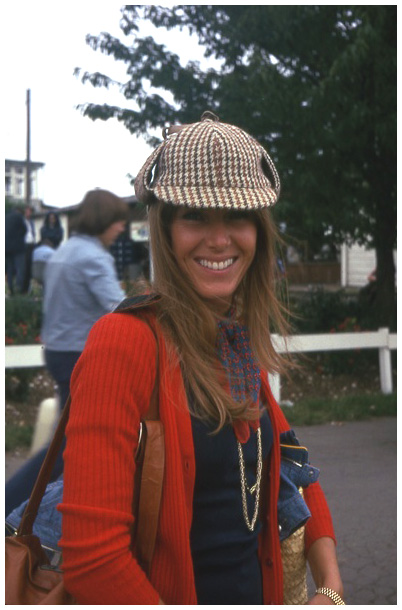 Helen Stewart, posing with deerstalker