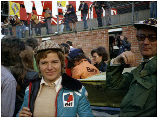 Lella Lombardi, posing with deerstalker