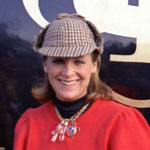 Maria Helena Fittipaldi, posing with deerstalker