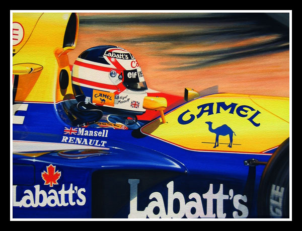 Nigel Mansell takes Loews hairpin in his 1992 F1 Williams-Renault FW 14B
