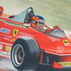 Gilles Villeneuve tries his hardest on a wet Zolder circuit during qualification for the 1980 Belgian GP