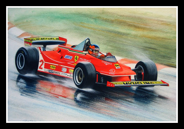 Gilles Villeneuve streames his Ferrari T5 round the Zolder circuit